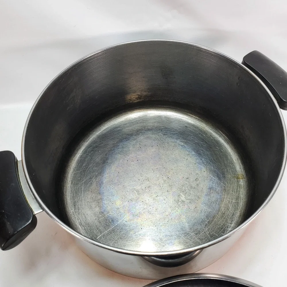 Vintage Revere Ware 1801 Copper Bottom Stainless 4 1/2 Quart Stock Pot Clad Lid